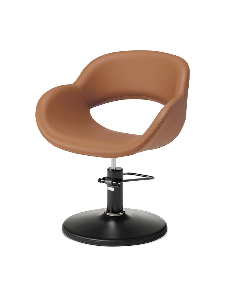 Thea - Cognac-coloured styling chair with black round base